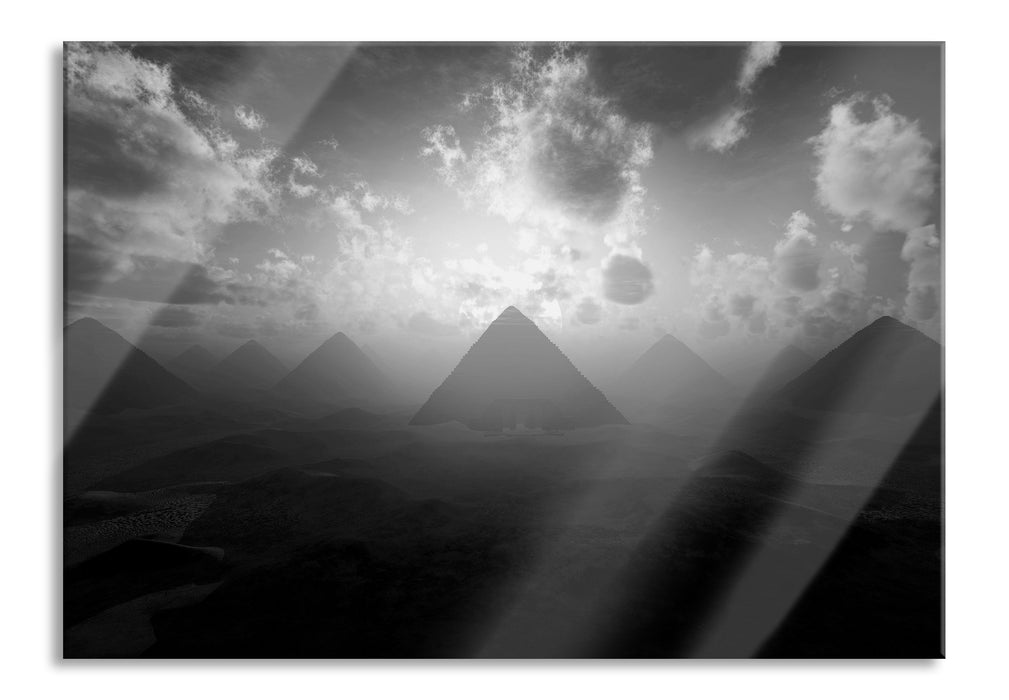 Pyramiden beim Sonnenuntergang, Glasbild