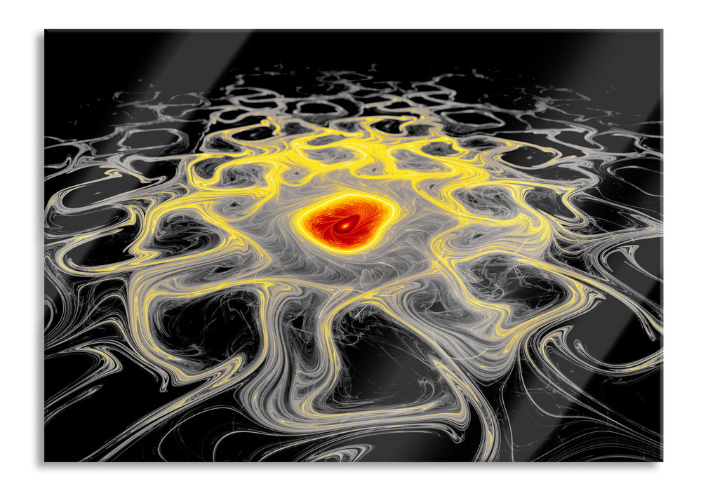 leuchtendes Lava Muster, Glasbild