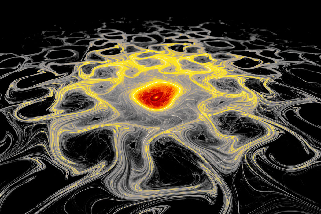 leuchtendes Lava Muster, Glasbild