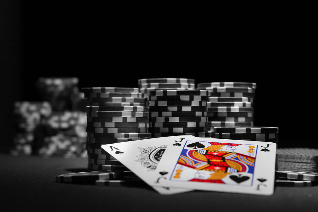 Pokerchips und Karten, Glasbild