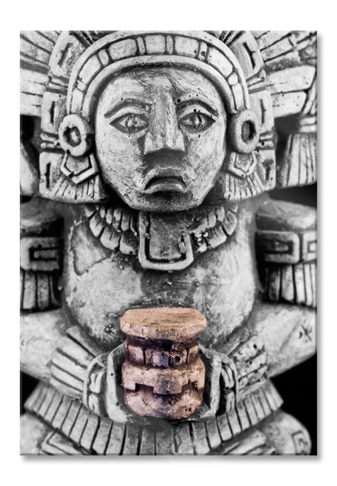 süße Maya Skulptur, Glasbild