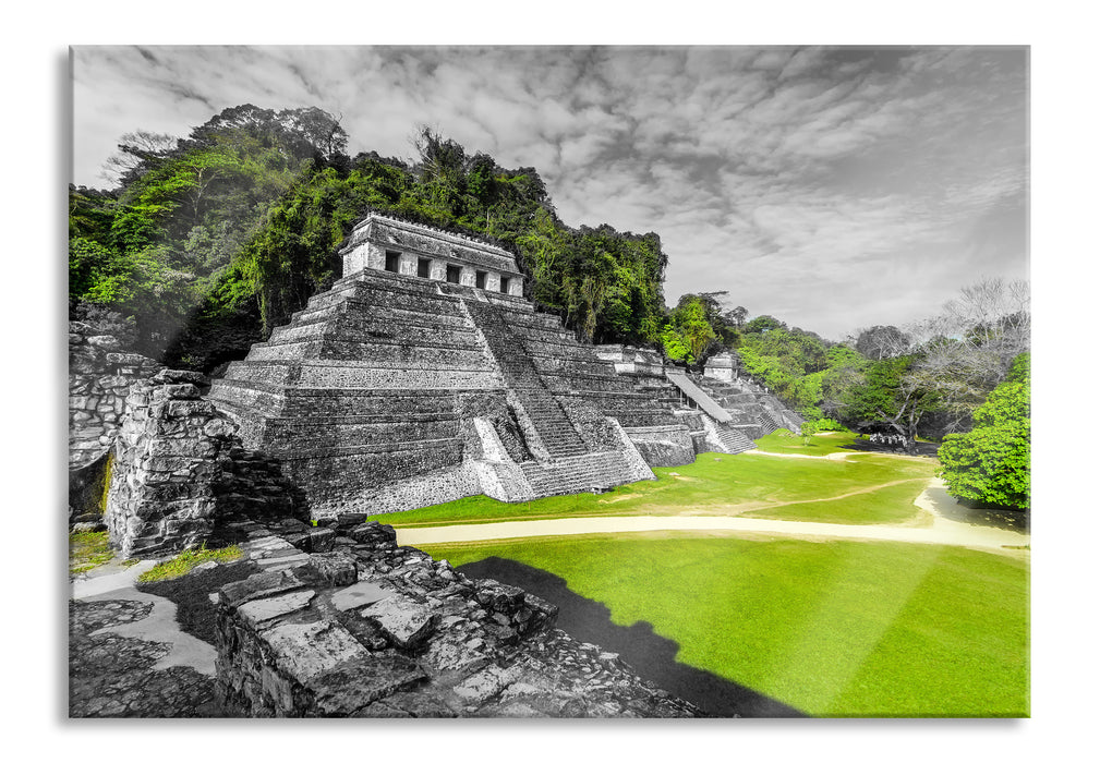 wunderschöne Maya Pyramiden, Glasbild