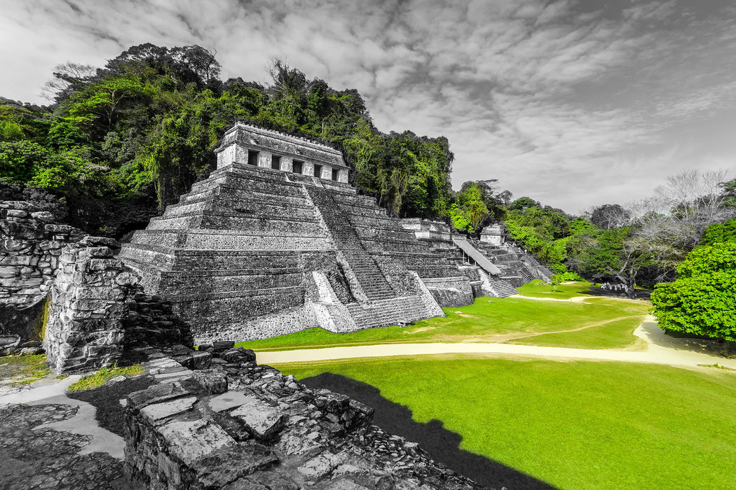 wunderschöne Maya Pyramiden, Glasbild