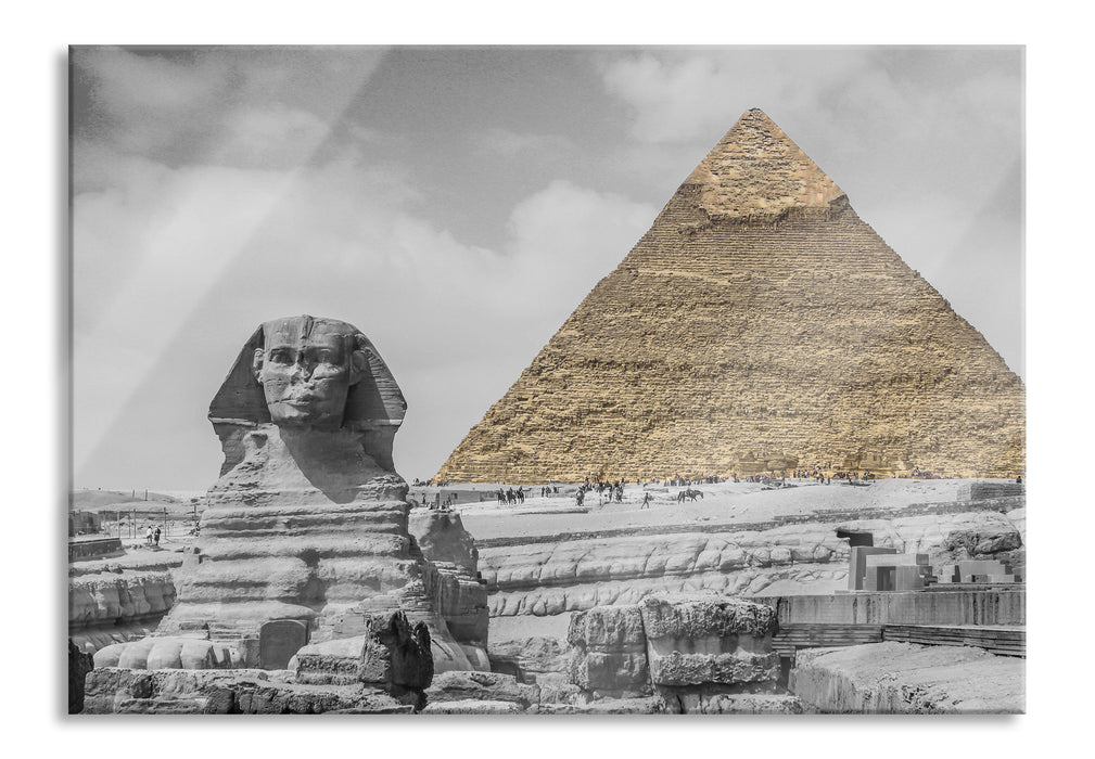 Pixxprint Sphinx vor Pyramide, Glasbild