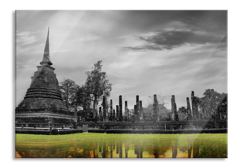 Pixxprint atemberaubender Buddha Tempel, Glasbild