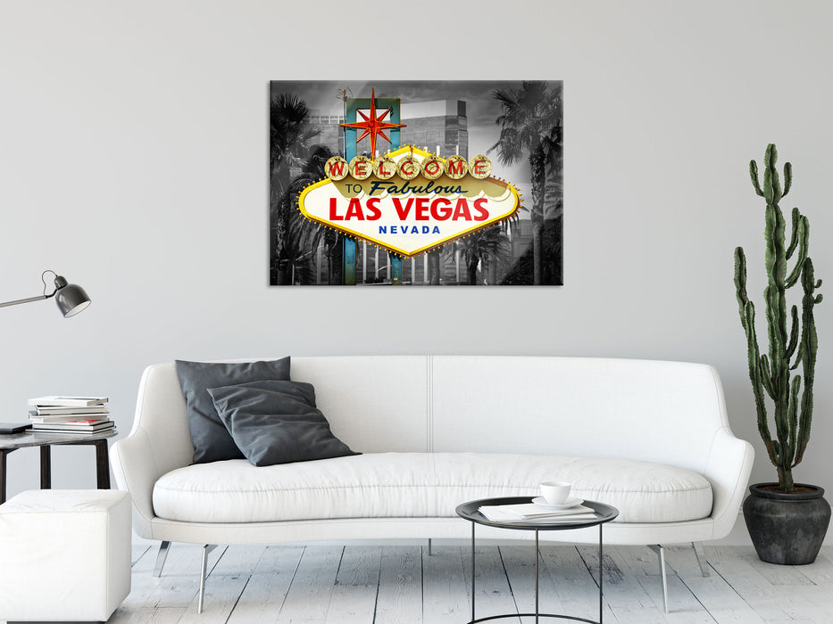 Ortseingangsschild Las Vegas, Glasbild