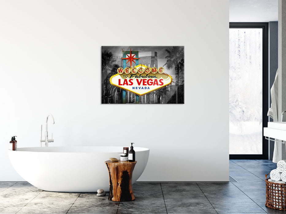 Ortseingangsschild Las Vegas, Glasbild