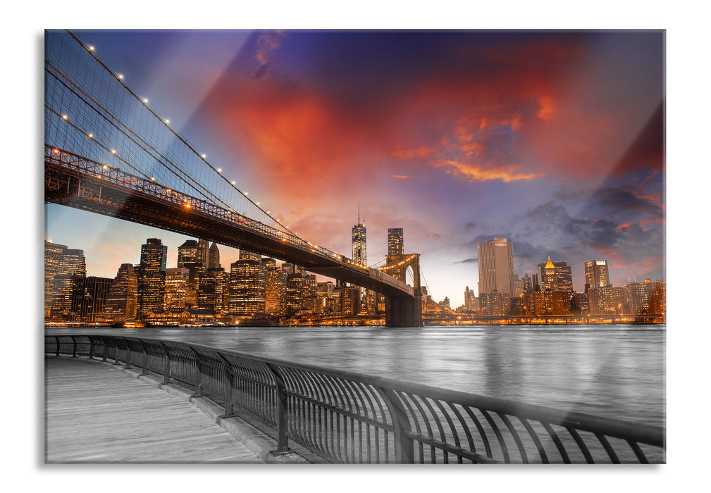 Pixxprint Brooklyn Bridge in New York, Glasbild