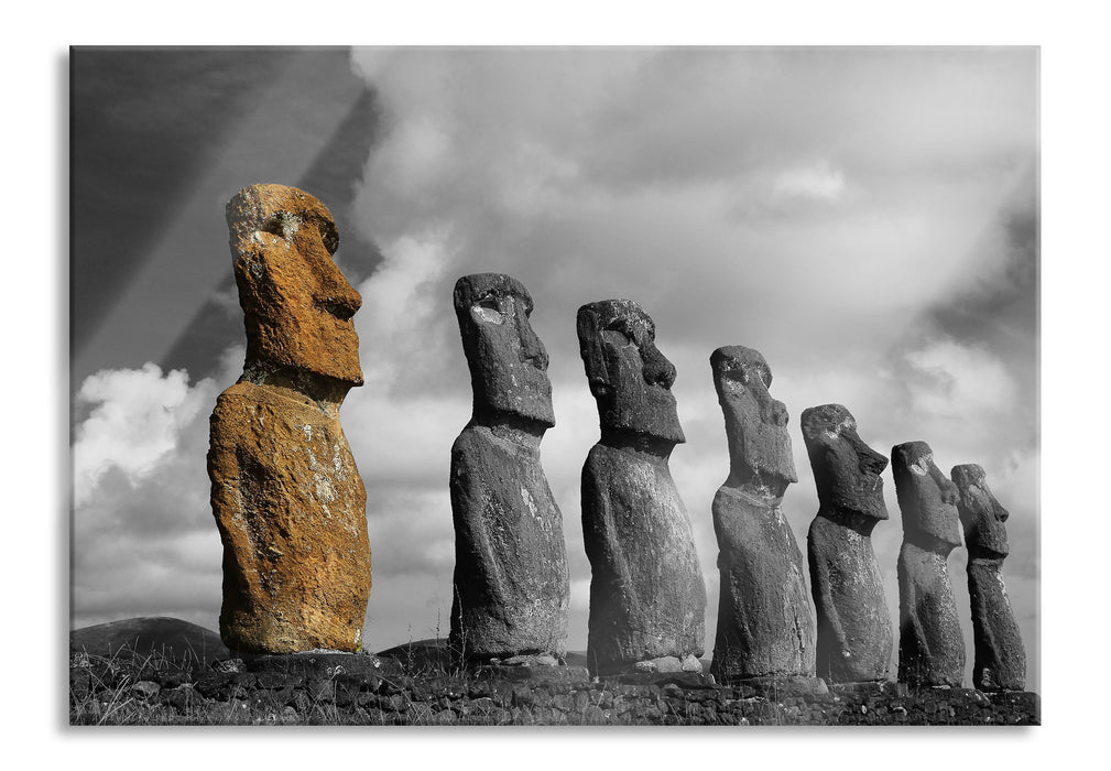 schöne Moai Statuen, Glasbild