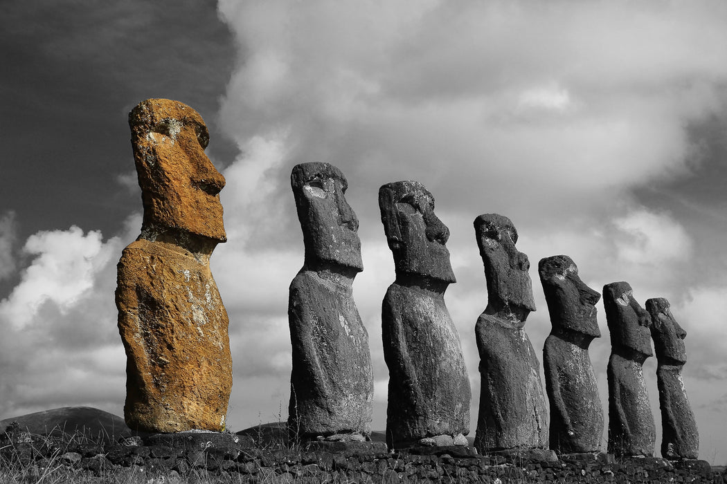 schöne Moai Statuen, Glasbild