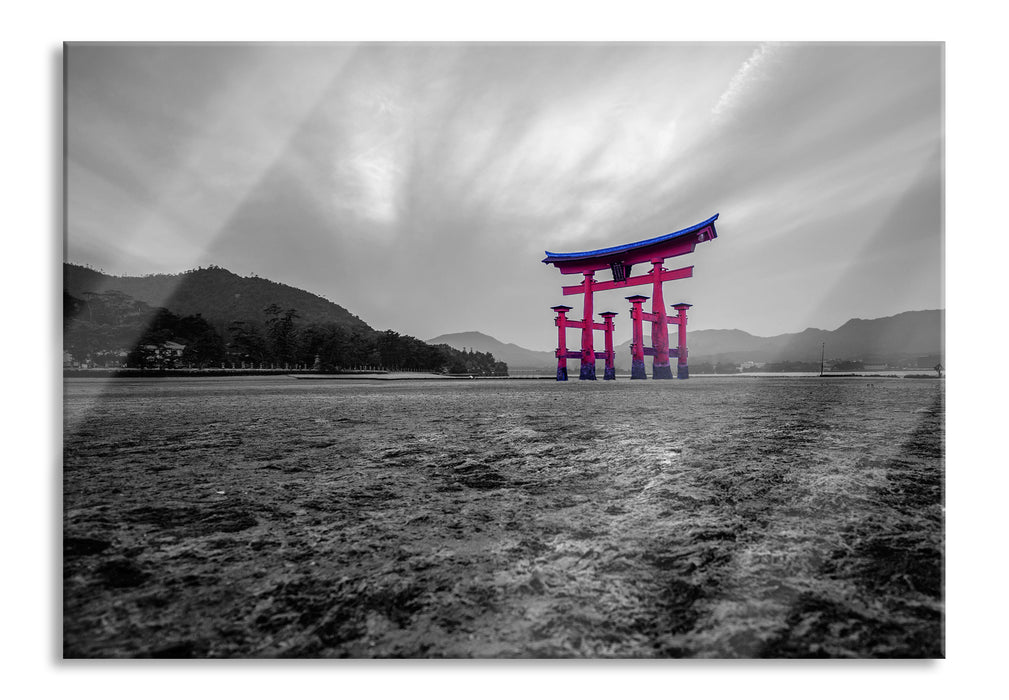 Pixxprint schönes Torii in Hiroshima, Glasbild