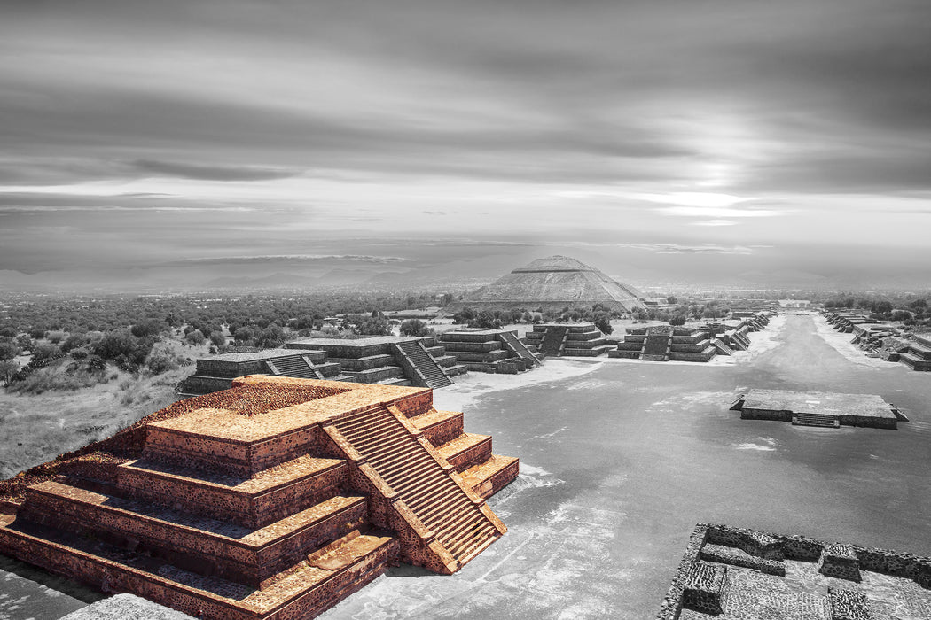 Maya Tempel in Teotihuacan, Glasbild