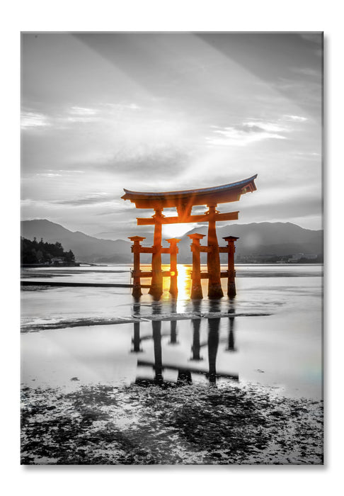 Pixxprint schönes Torii in Miyajima, Glasbild