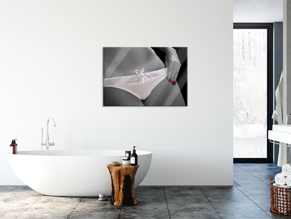 weißes Dessous, Glasbild