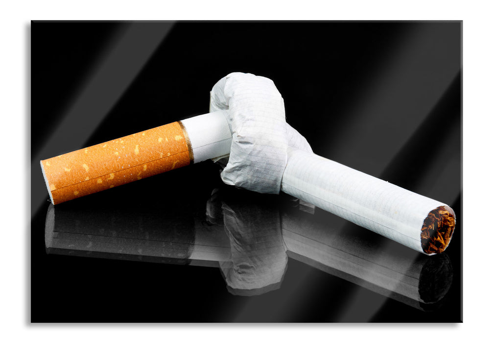 Pixxprint Dark Knoten in der Zigarette, Glasbild