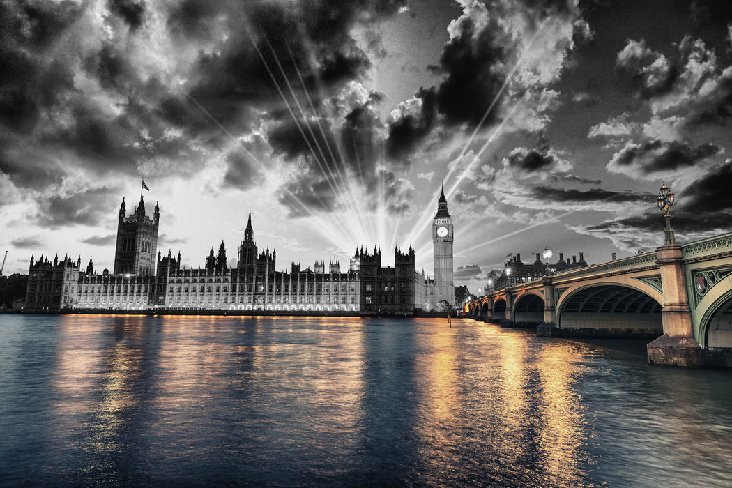 Westminster Abbey mit Big Ben, Glasbild