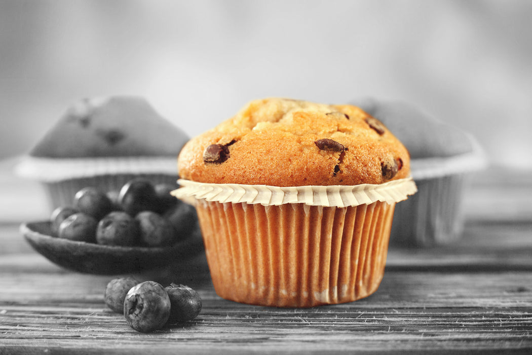 leckere Muffins mit Blaubeeren, Glasbild