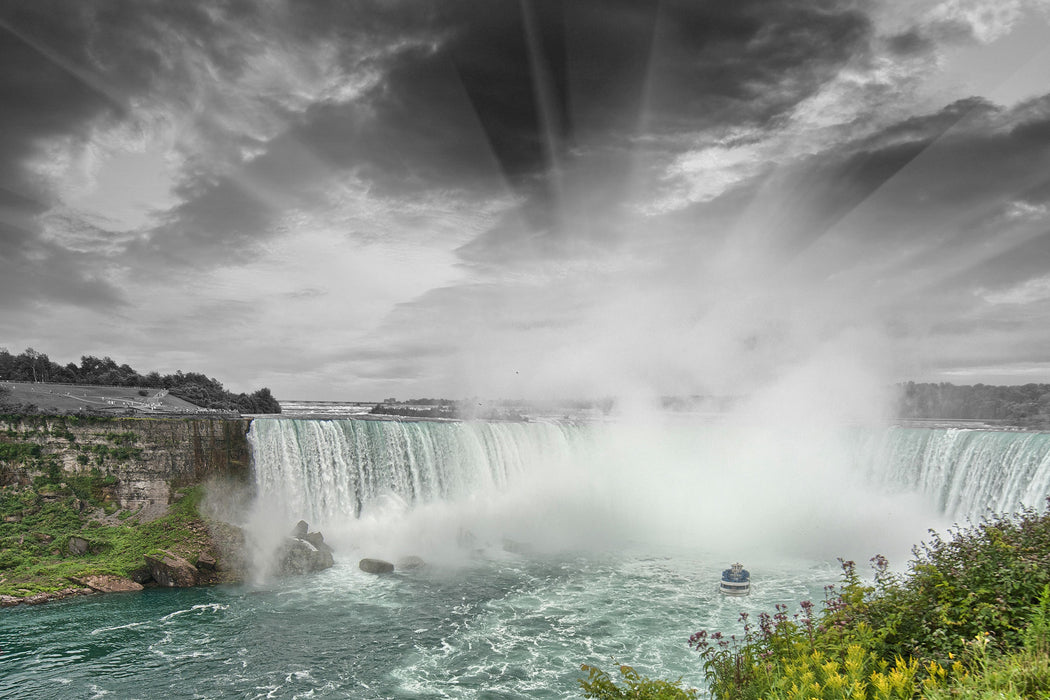 Niagara Fälle Schwarz/Weiß mit Effekt, Glasbild