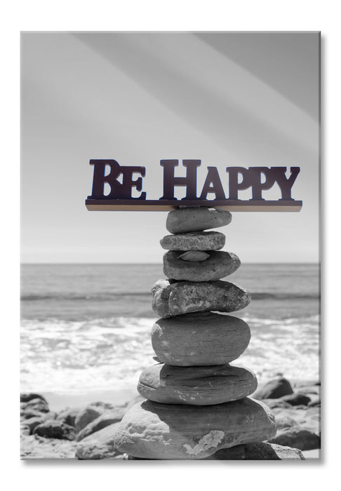 Be Happy Steinturm, Glasbild