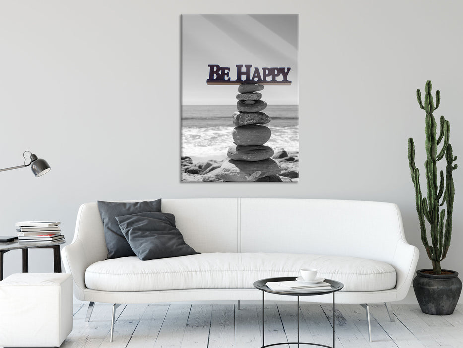 Be Happy Steinturm, Glasbild