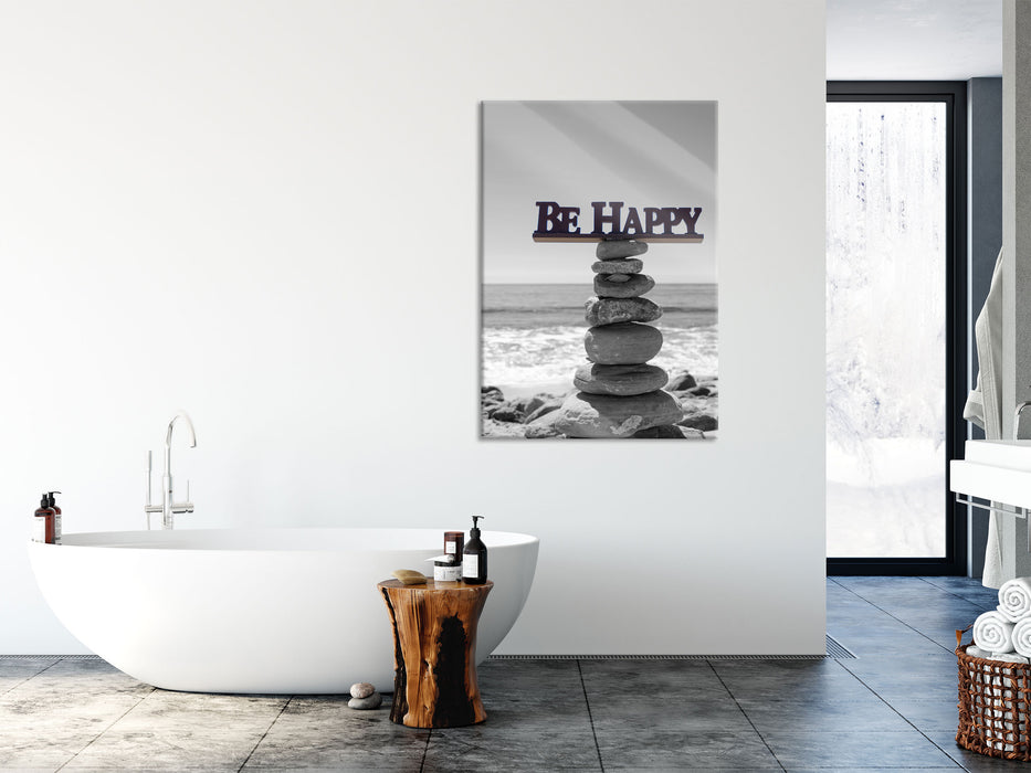 Be Happy Steinturm, Glasbild