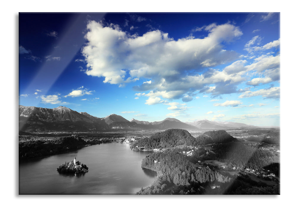 Pixxprint wunderschöne Seen Landschaft, Glasbild