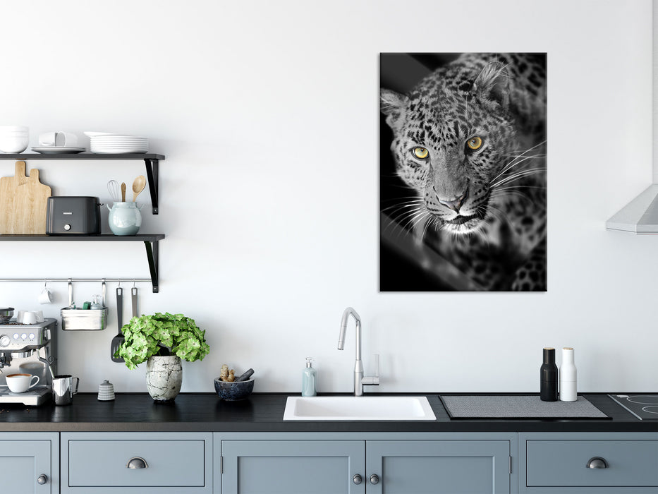 prächtig anmutiger Leopard, Glasbild