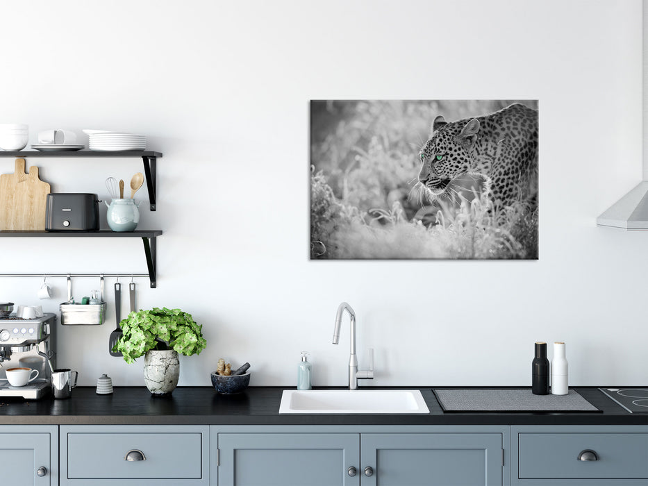 schleichender Leopard, Glasbild