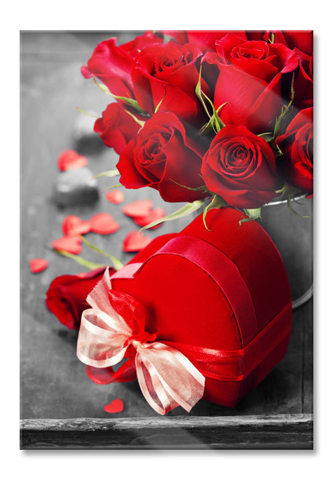 Pixxprint Valentinstag Rosen & Herz, Glasbild