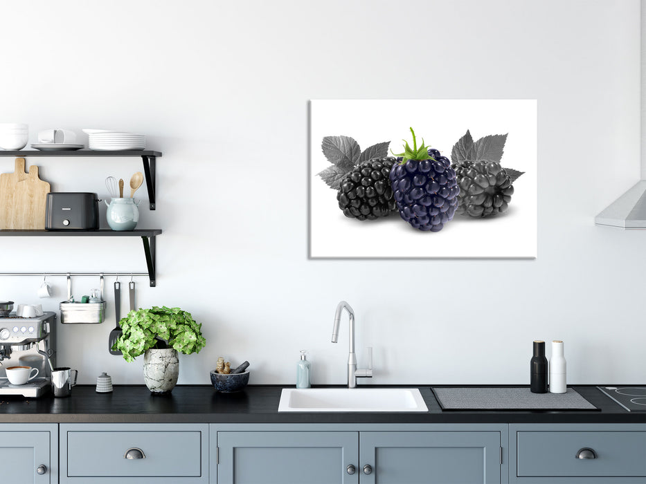 Große Brombeeren, Glasbild