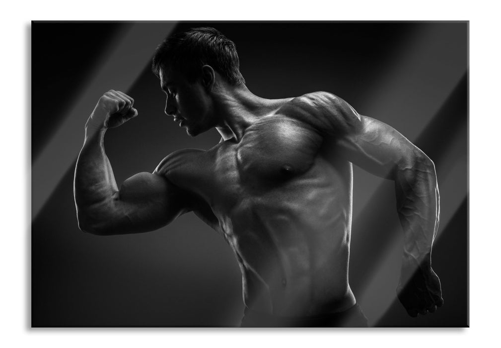 Pixxprint Posender Bodybuilder, Glasbild