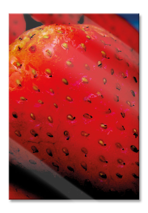 Pixxprint reife Erdbeeren, Glasbild