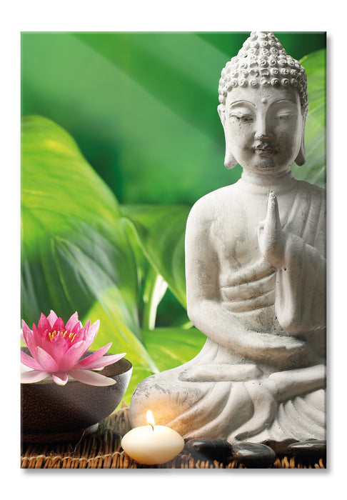 Seerose Buddha Statue, Glasbild