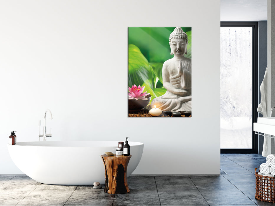 Seerose Buddha Statue, Glasbild