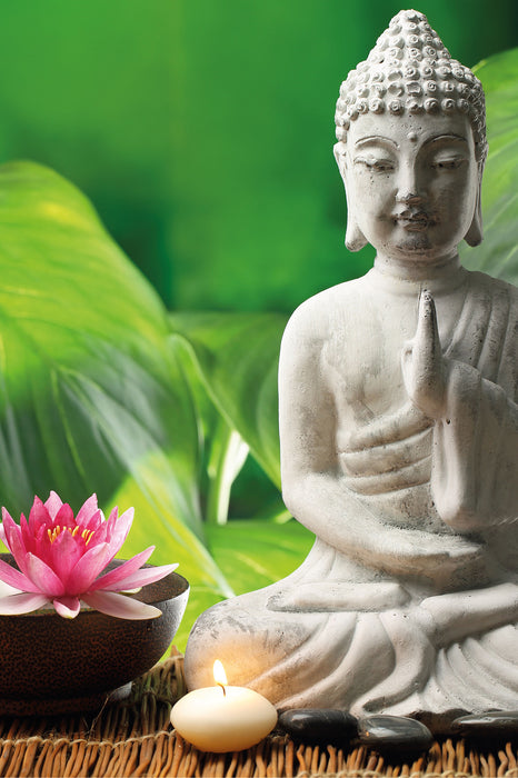 Seerose Buddha Statue, Glasbild