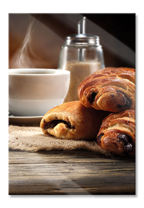 Pixxprint Croissant zum Kaffee, Glasbild