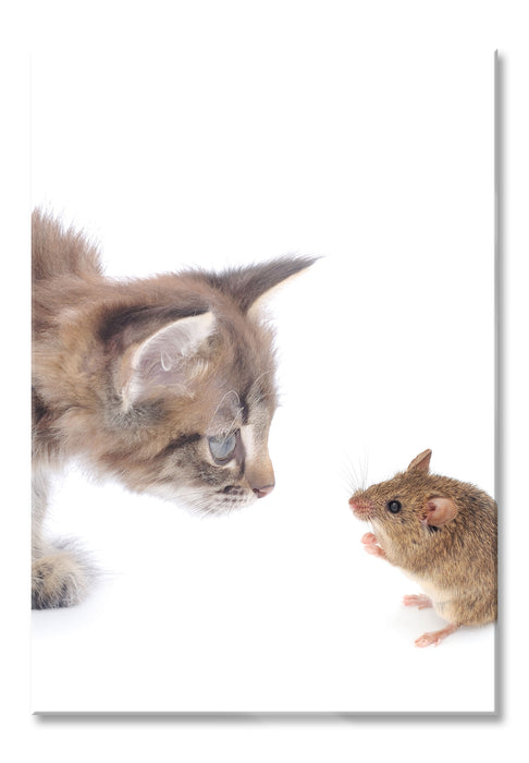 Pixxprint Katze und Maus Freunde, Glasbild