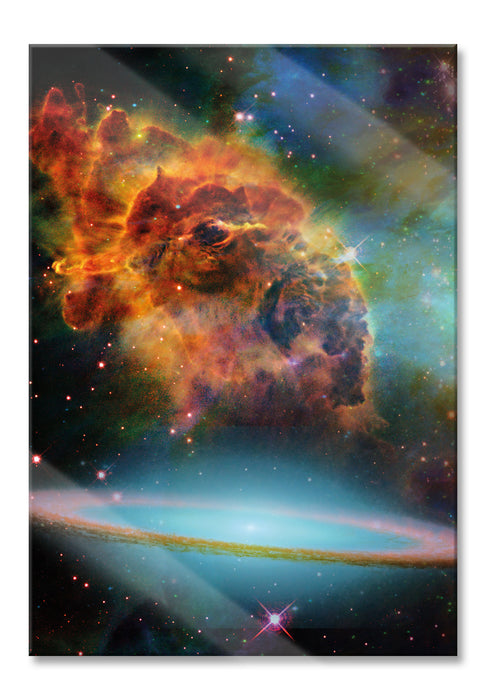 Pixxprint Galaxie mit Sternennebel, Glasbild