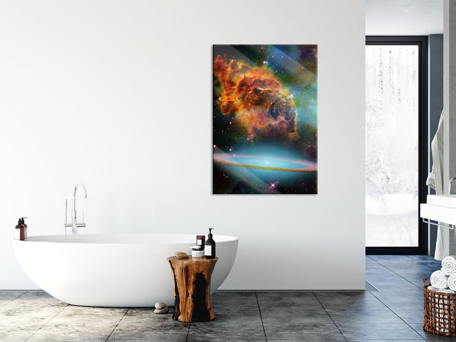 Galaxie mit Sternennebel, Glasbild