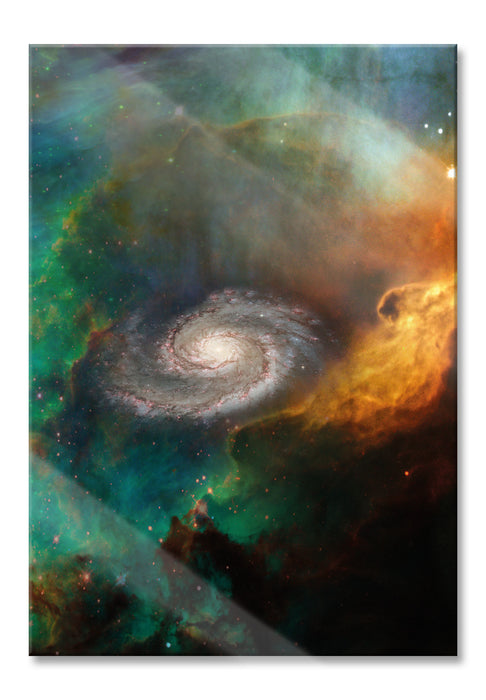 Pixxprint Galaxie mit Sternennebel, Glasbild