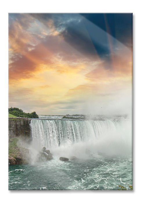 Pixxprint Niagarafälle bei Sonnenuntergang, Glasbild