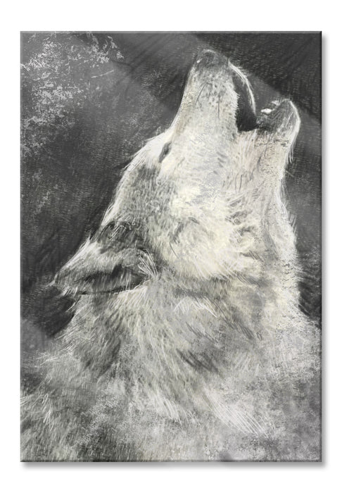 Pixxprint Heulender Wolf Kunst, Glasbild