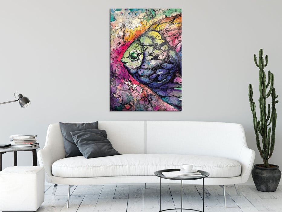 Regenbogenfisch Kunst, Glasbild