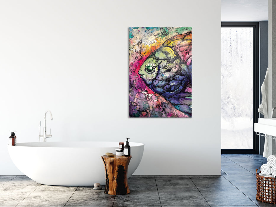 Regenbogenfisch Kunst, Glasbild