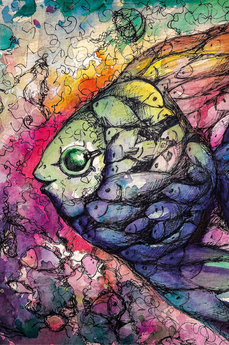 Regenbogenfisch Kunst, Glasbild