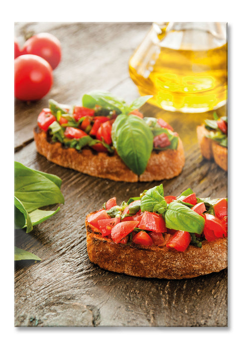 Pixxprint Italienische Bruchetta, Glasbild