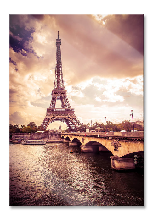 Pixxprint Eiffelturm in Paris, Glasbild