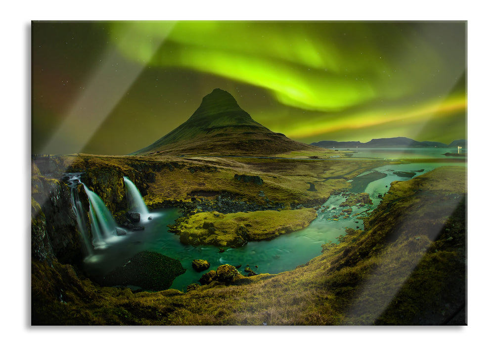 Kirkjufell Wasserfall, Glasbild