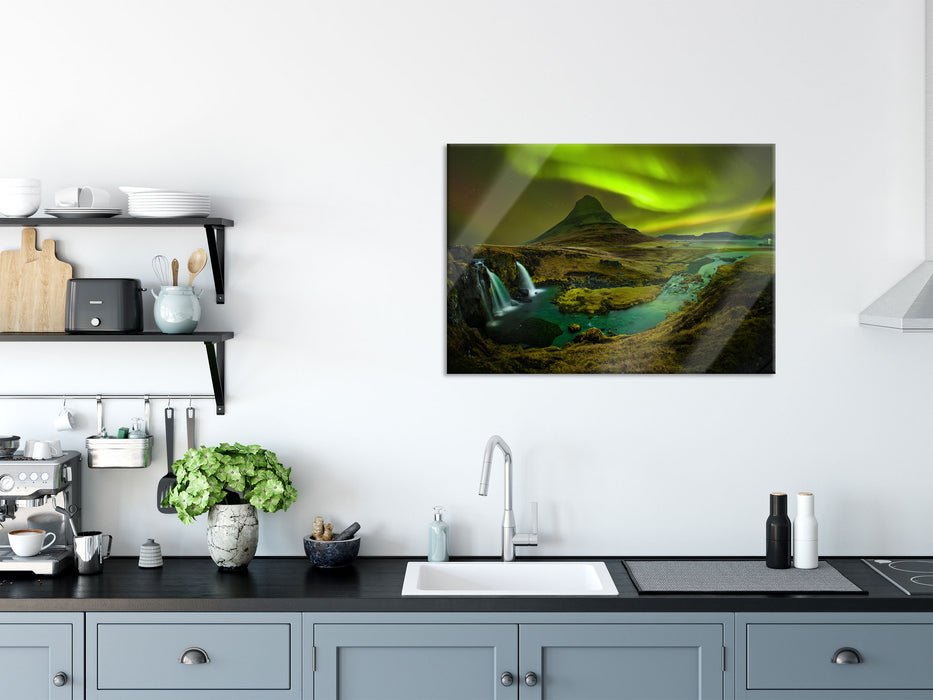 Kirkjufell Wasserfall, Glasbild