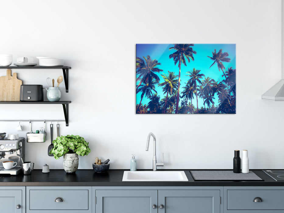 Tropische Palmen, Glasbild